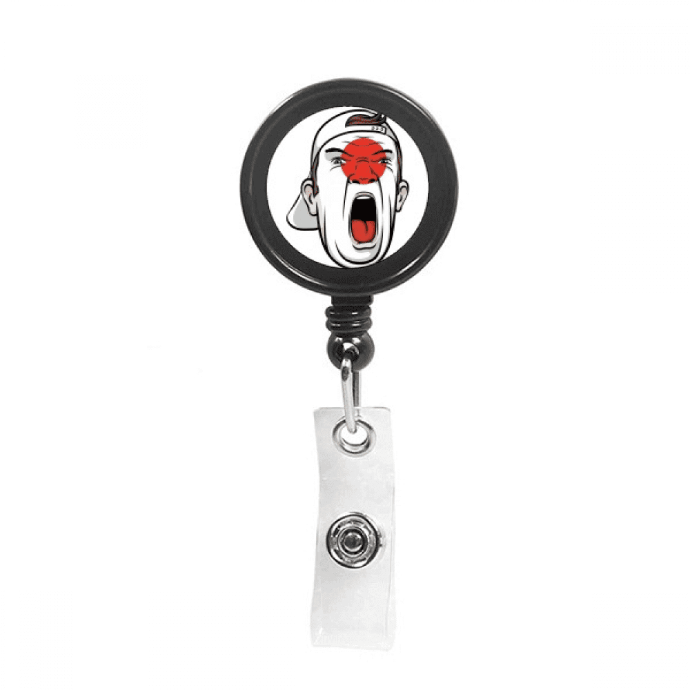 Japan Flag Facial Makeup Screang Cap Retractable Keychain Badge Holder ID Badge