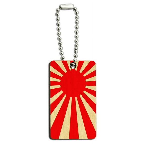 Japan Flag Rising Sun Wood Rectangle Key Chain