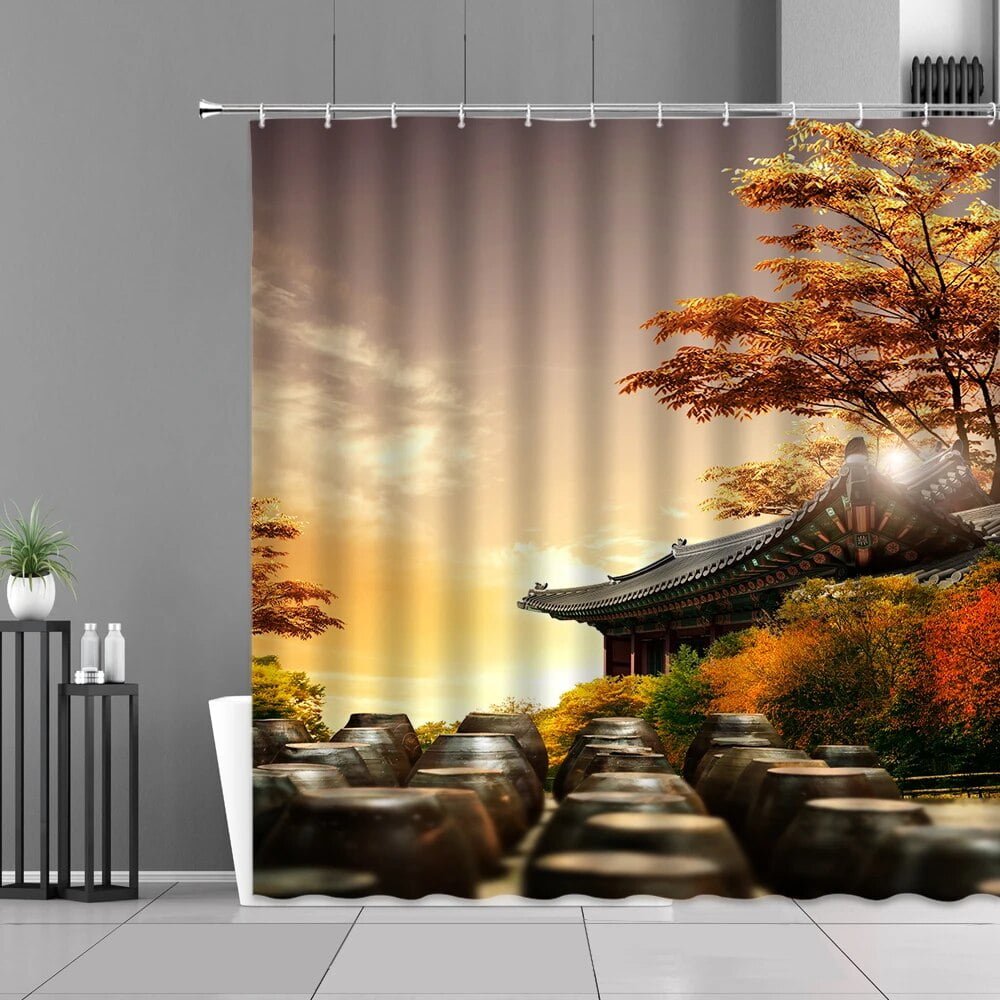 Japan Fuji Cherry Blossoms Flowers Scenery Shower Curtains Spring ...