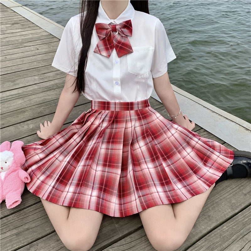 Japan Gyaru School Uniform Set Top Skirt Bow Tie School Girl
