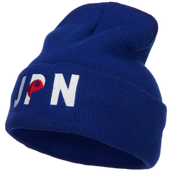 Japan JPN Flag Embroidered Long Beanie - Royal OSFM