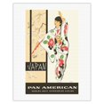 thumbnail image 1 of Japan - Japanese Geisha Dancer in Kimono - Vintage Airline Travel Poster by Aaron Amspoker c.1950s - Fine Art Rolled Canvas Print 20in x 26in, 1 of 4