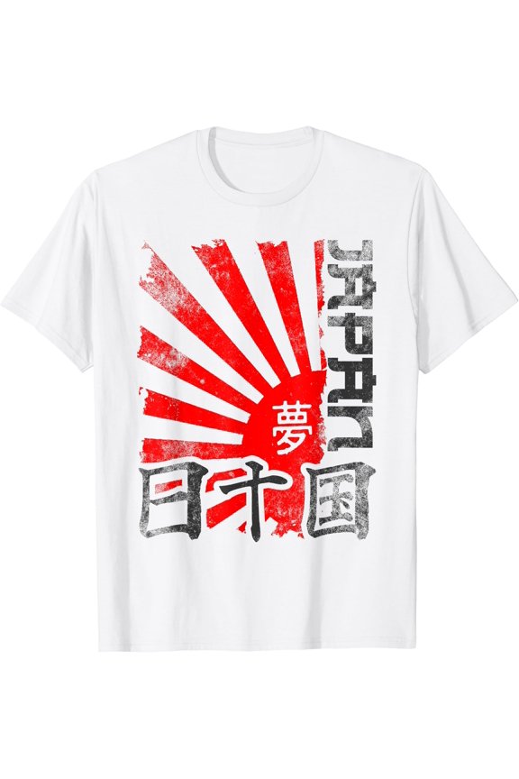 Japan Japanese Red Rising Sun Characters Art T-Shirt