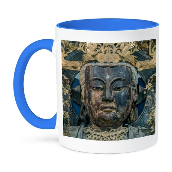 3dRose, Japan, Kanagawa, Kamakura, Enkakuji Temple Buddha. , 11oz Two-Tone Blue Mug