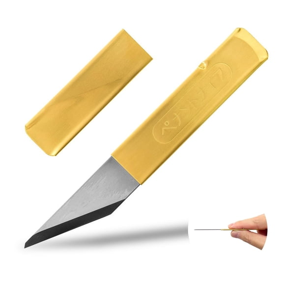 Japan Kiridashi Craft Knife, Japanese Steel Blade, Brass Handle with Sheath, Left-Handed