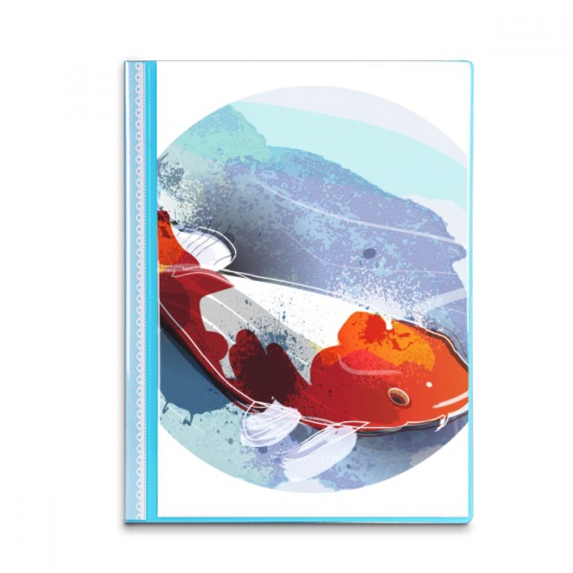 Japan Koi Fish Watercolor Style Book Sheet Protectors Portfolio Binder Folder
