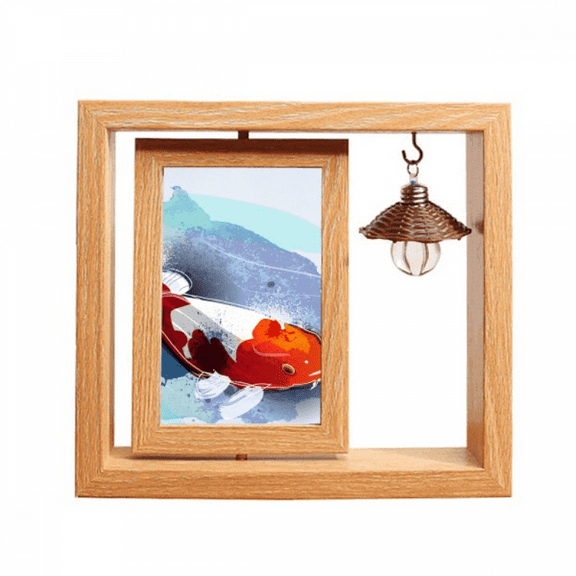 Japan Koi Fish Watercolor Style Wooden Rotating Picture Photo Frame 4x6