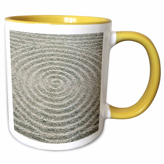 3drose, Japan, Kyoto, Tofukuji Temple, Zen Pattern in Sand-as15 Rti0664 - Rob Tilley, 11oz Two-tone Yellow Mug