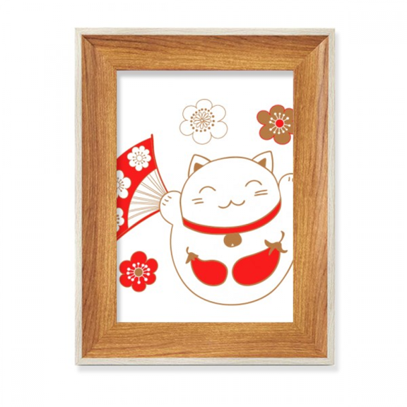 Japan Lucky Fortune Cat Flower Copper Desktop Wooden Photo Frame Display Picture Art Painting Multiple Sets