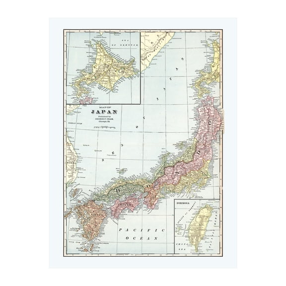 Japan Map, 1901 Vintage Map of Japan History Wall Decor Gift, Old Japan Map - 18" x 24" Unframed Print