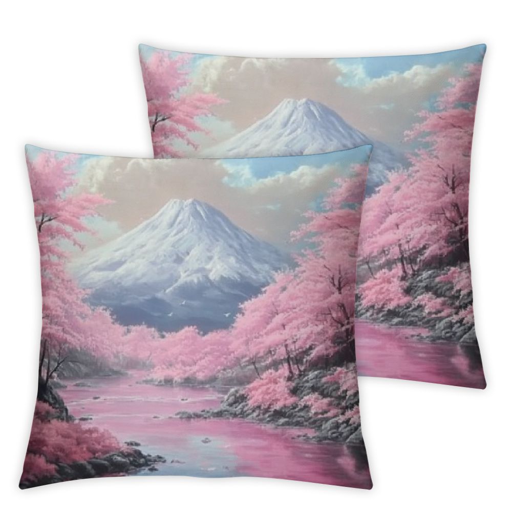 Japan Mount Fuji Landscape Plush Pillowcases Soft Cozy Decorative