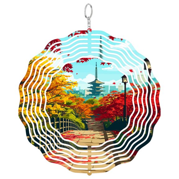 Japan Mount Fuji View 3D Wind Spinner Kinetic Yard Art Decor