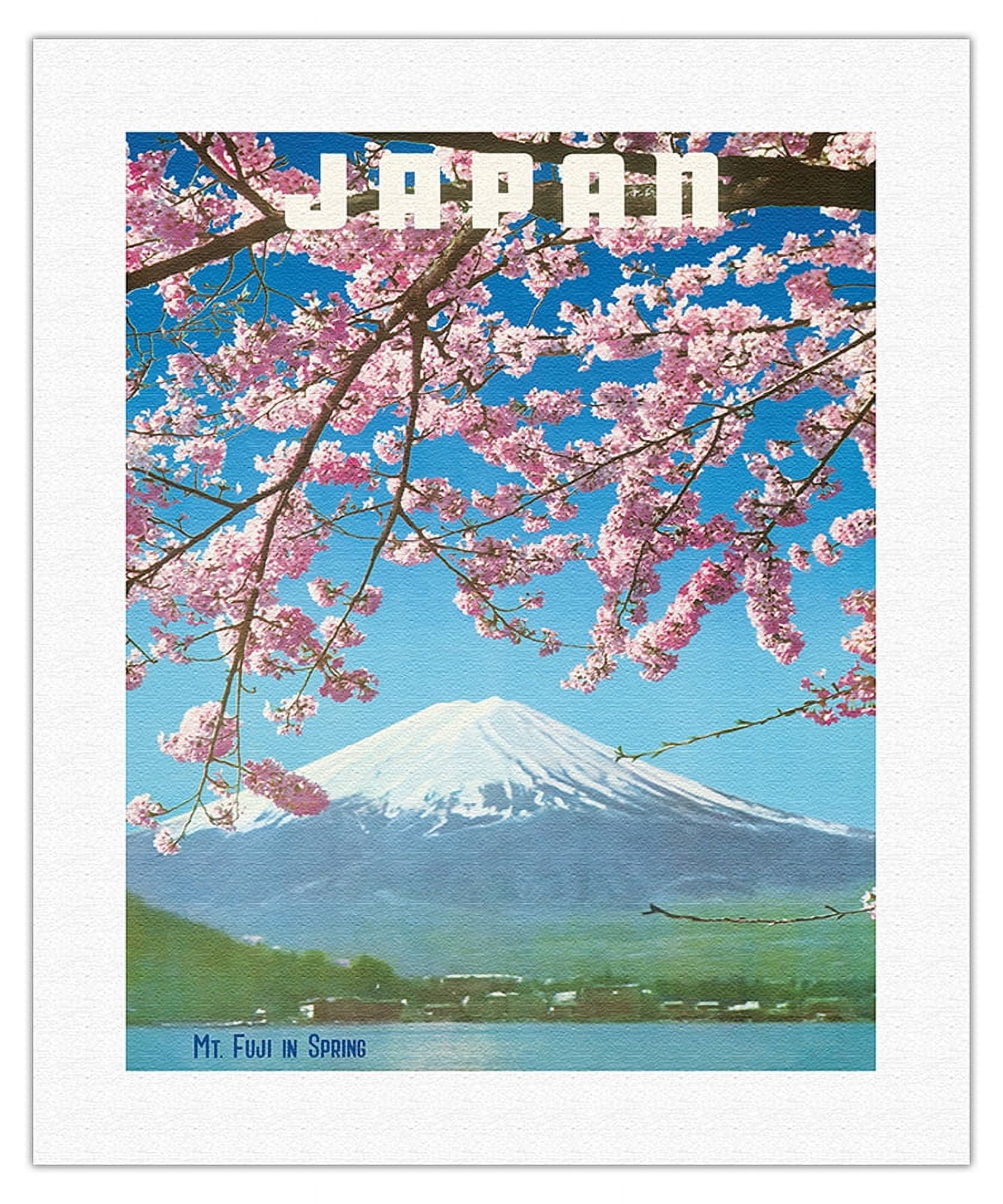 Japan - Mount Fuji in Spring - Cherry Tree Blossoms - Vintage Travel ...