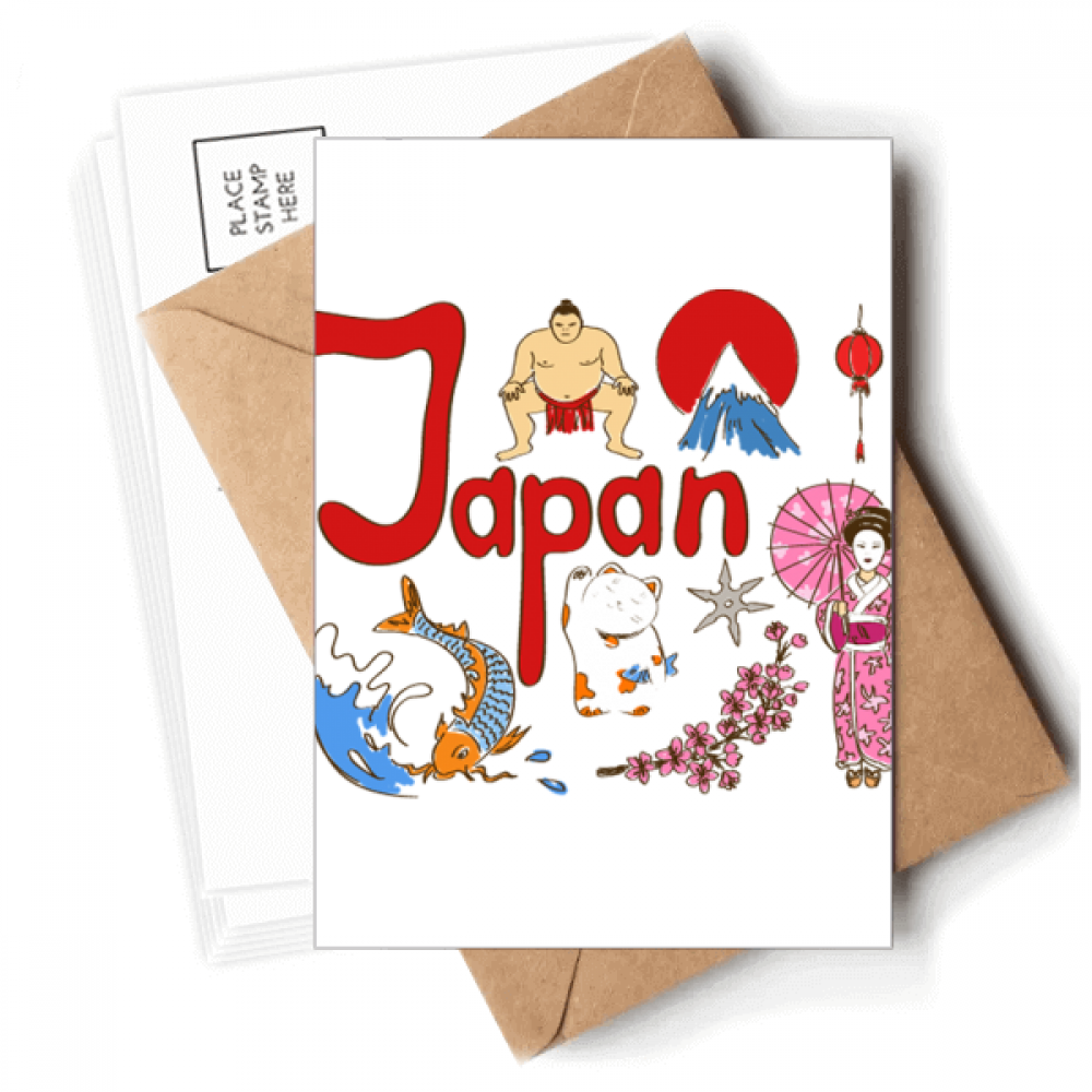 Japan National symbol Landmark Pattern Postcards Envelopes Blank Note Cards Mailing