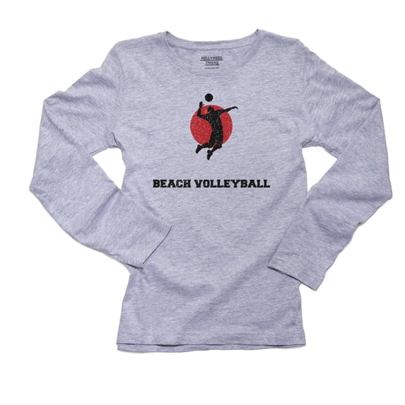 Japan Olympic - Beach Volleyball - Flag - Silhouette Women's Long Sleeve Grey T-Shirt