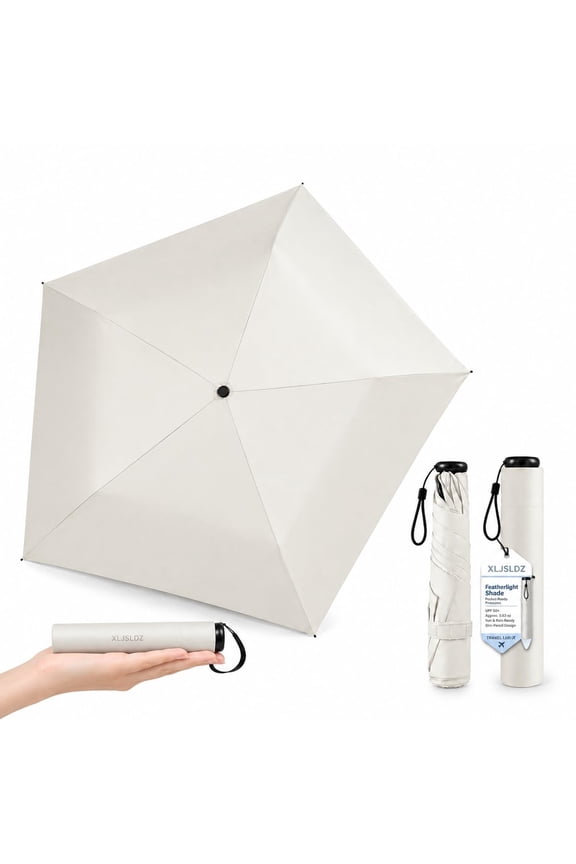 Japan Pencil Umbrella, Japanese Ultra Light Mini Travel Umbrella with Upf 50+ Sun Protection, Compact Folding Pocket Parasol for Rain, Backpack, Handbag, Commute, Beach, Hiking, Outdoor Use