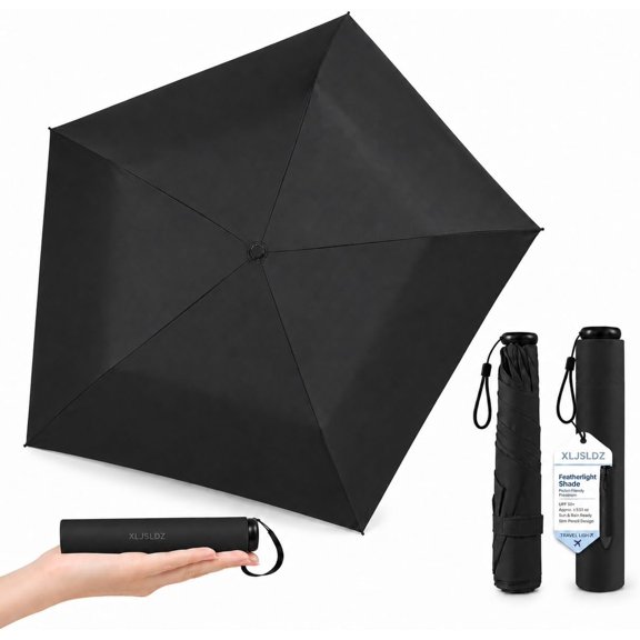 Japan Pencil Umbrella, Japanese Ultra Light Mini Travel Umbrella with Upf 50+ Sun Protection, Compact Folding Pocket Parasol for Rain, Backpack, Handbag, Commute, Beach, Hiking, Outdoor Use