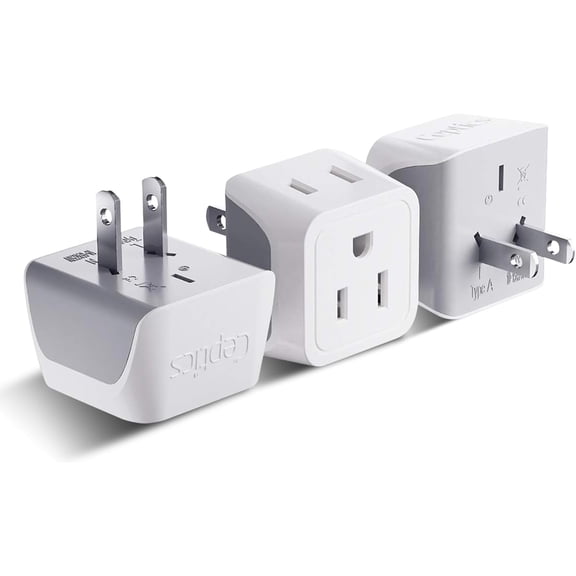 Japan, Philippines Travel Adapter Plug by - USA 3 Pin Polarized to 2 Prong Unpolarized - Type A (3 k) - Dual Inputs - Ultra Comt - Perfect for Cell Phones, Tablet, Camera Chargers (CT-6)
