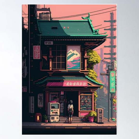 Japan Pixel Art 06 Poster, 12x18 UNFRAMED