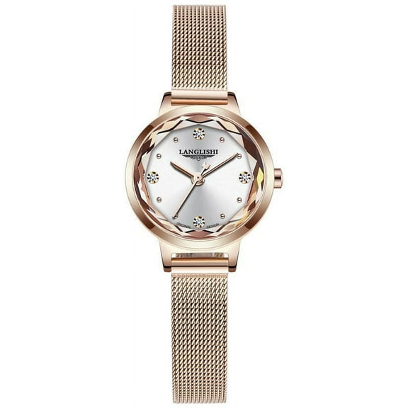 Japan Quartz Movement High Quality LANGLISHI Women Stainless Steel Mesh Rose Gold Waterproof Ladies Watch Dropshipping Watches