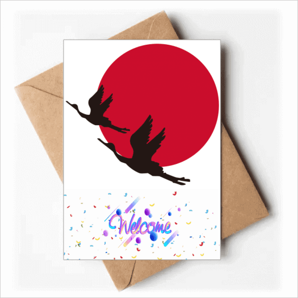 Japan Red Black Flying Geese Welcome Back Greeting Cards Envelopes Blank