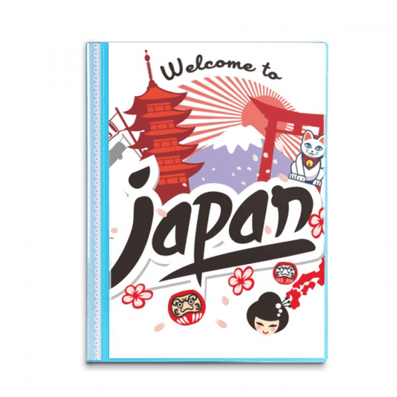 Japan Red Black Map Girl Lucky Cat Book Sheet Protectors Portfolio Binder Folder