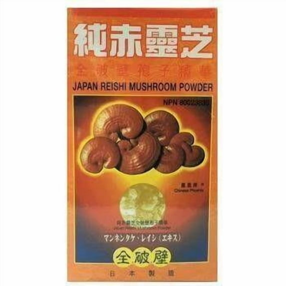 Japan Reishi Mushroom Powder, 100% Shell Broken (100 Capsules)