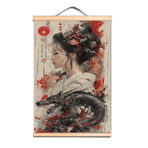 Japan Samurai Bushido Poster Scroll Painting Wall Hanging Flag Wall Art Banner 0,Multicolor,11.8X17.7 inches