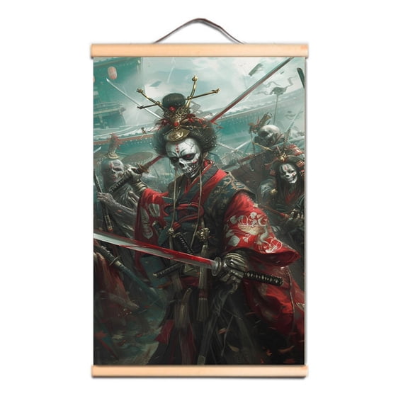 Japan Samurai Wall Art Poster Scroll Painting Bushido Tattoo Wall Hanging Flag Banner 0,Multicolor,23.5X35.4 inches