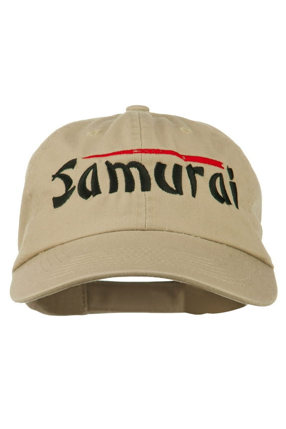 Japan Samurai with Sword Embroidered Pet Spun Cap - Khaki OSFM