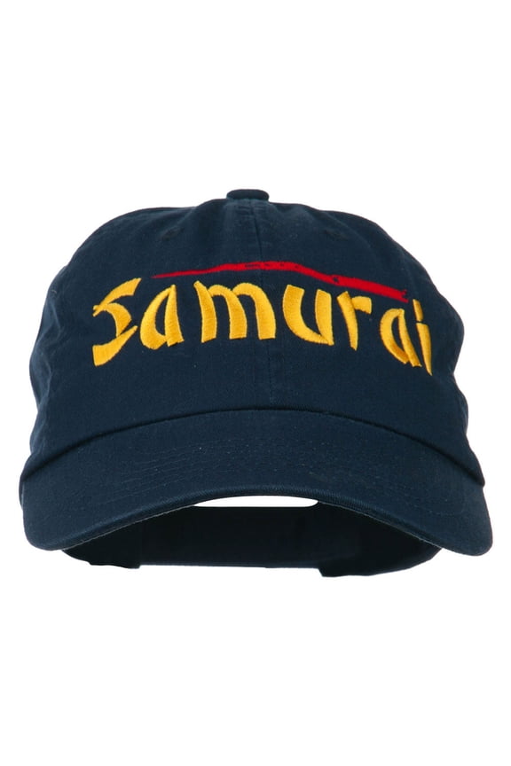 Japan Samurai with Sword Embroidered Pet Spun Cap - Navy OSFM