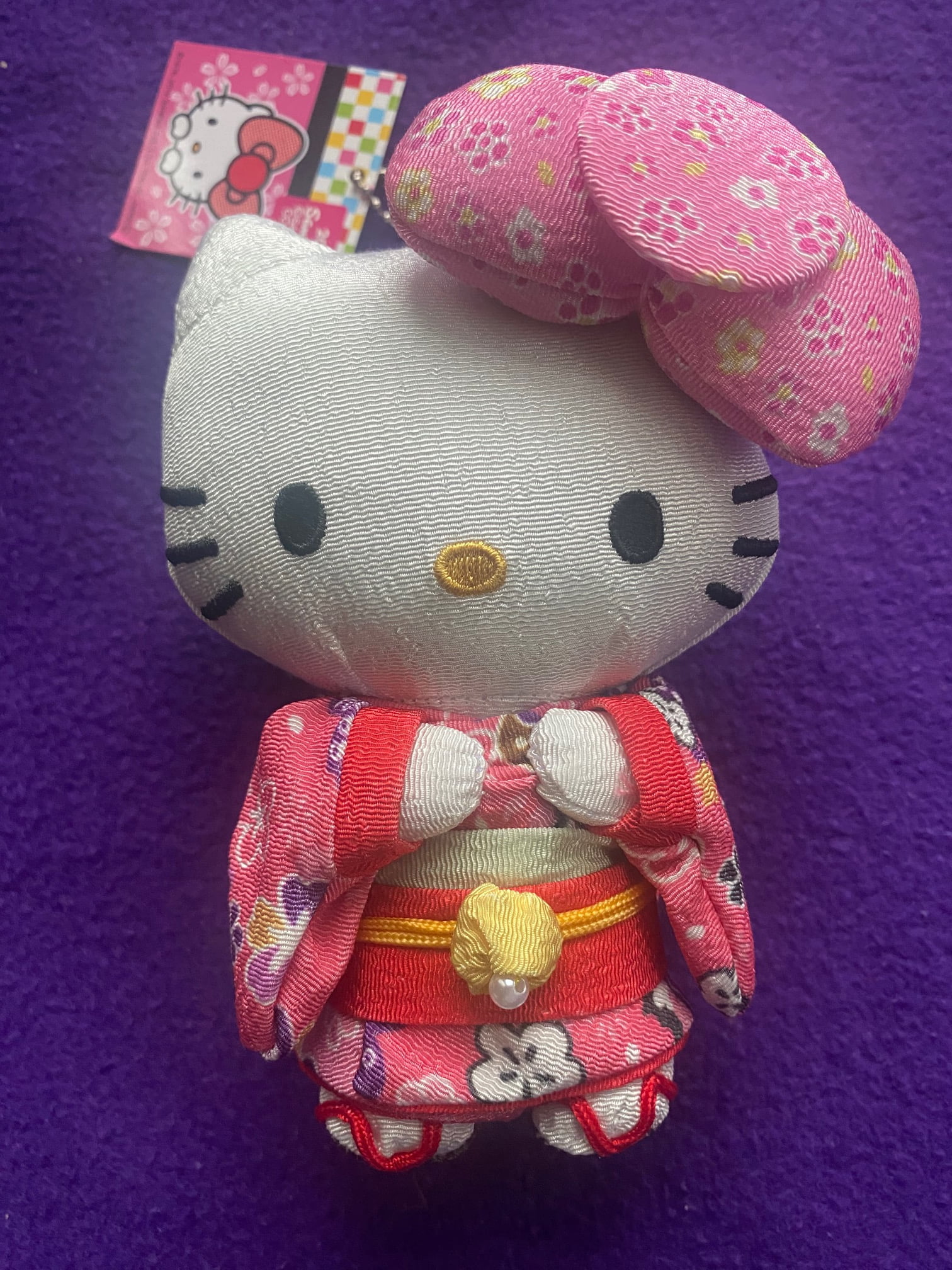 Japan Sanrio Mascot Keychain Hello Kitty Sakura Kimono Pink Plush
