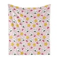 thumbnail image 1 of Japan Soft Flannel Fleece Throw Blanket, Japanese Foods Rice Ball Cherries Kawaii Anime Pattern Design, Cozy Plush for Indoor and Outdoor Use, 60" x 80", Multicolor Pink, by Ambesonne, 1 of 5