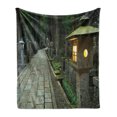 thumbnail image 1 of Japan Soft Flannel Fleece Throw Blanket, Path Through the Okunoin Cemetery, Cozy Plush for Indoor and Outdoor Use, 70" x 90", Green Brown Multicolor, by Ambesonne, 1 of 5