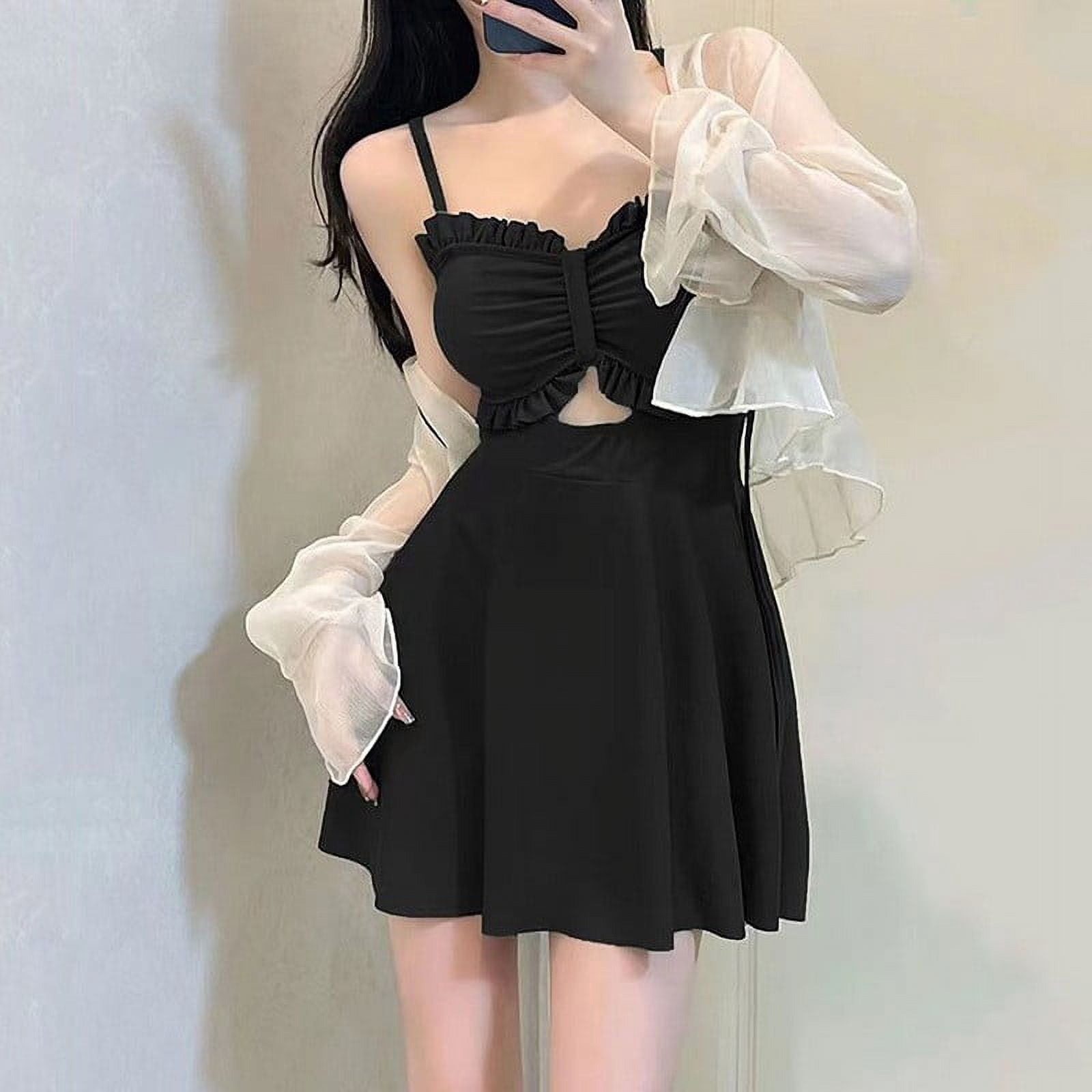 European And American Bikini Three-piece Mesh Long Sleeve Sun-proof Vacation Hot Spring Bathing Suit