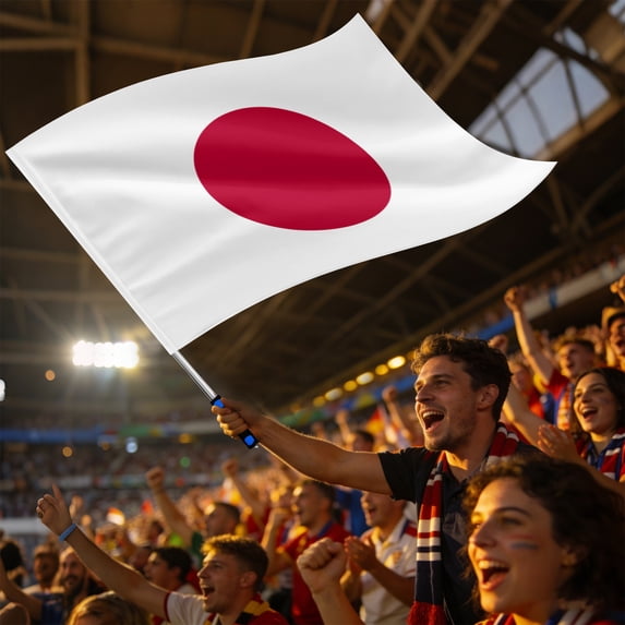 Japan Telescoping Fan Flag – 1.6m Extendable Pole & Large Red Sun National Banner for Soccer Matches & Celebrations