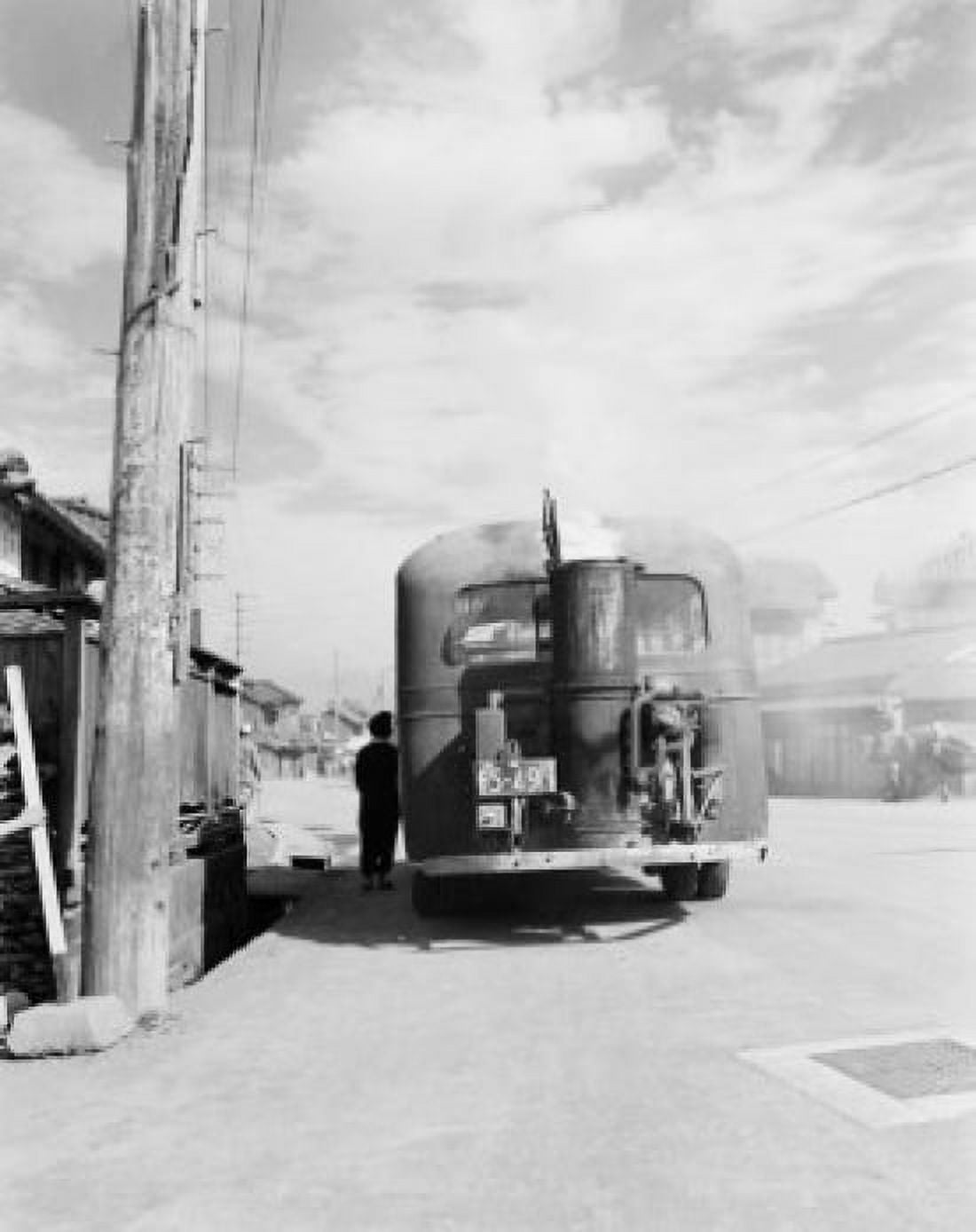 Japan Tokyo Bus standing on bus stop Canvas Art - (18 x 24)