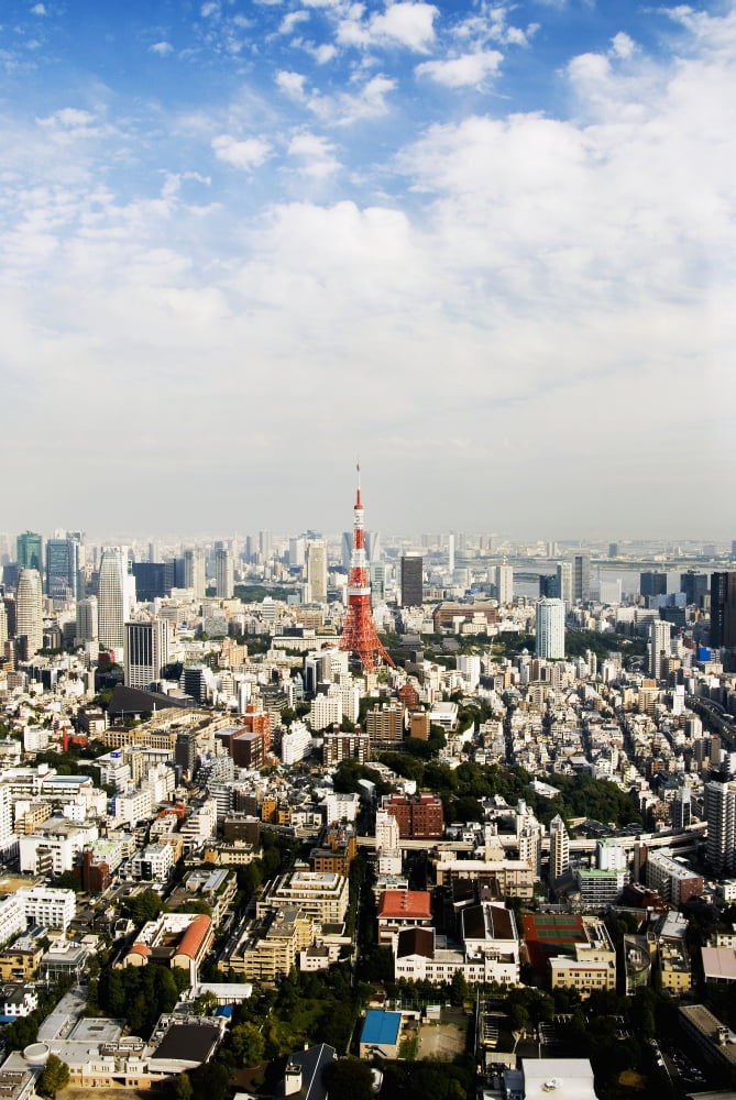 Japan Tokyo Tower And City View From Top Of Mori Tower Tokyo Canvas Art - Bill Brennan Design Pics (11 x 17)