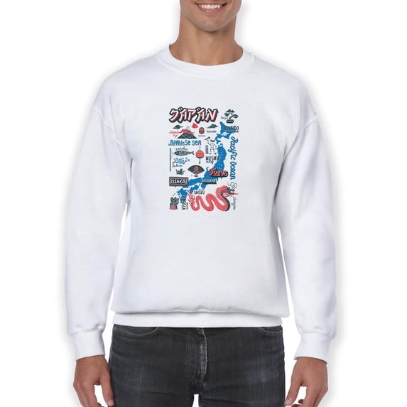 Japan Tourist Map Sweatshirt Men -Image by Shutterstock, Male Small