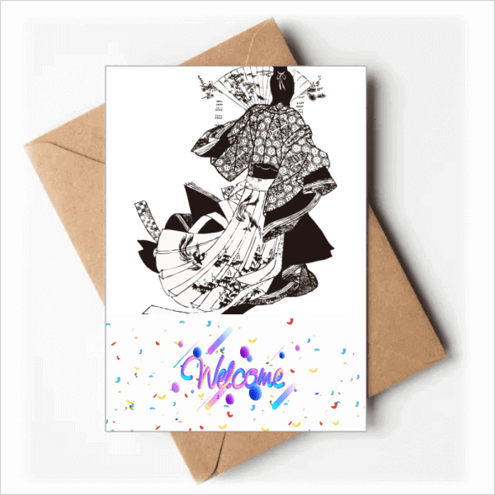Japan Traditional Culture Kimono Welcome Back Greeting Cards Envelopes Blank