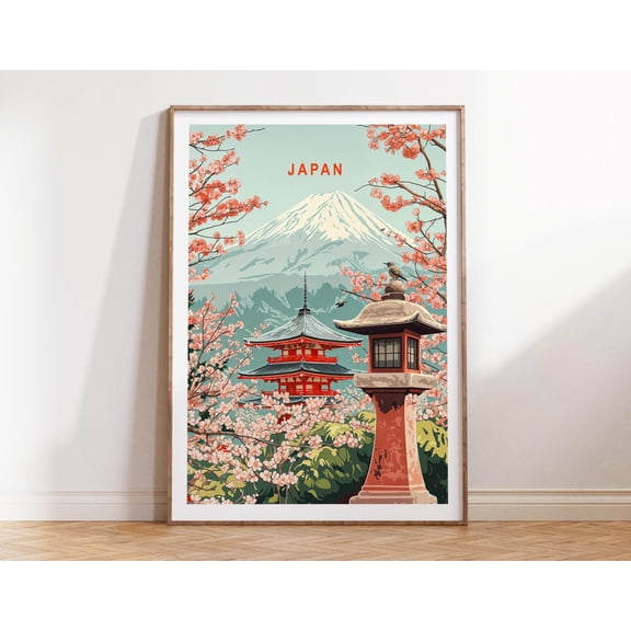 Japan Traditional Oriental Cityscape Wall Art, Unframed Canvas Size 12x18