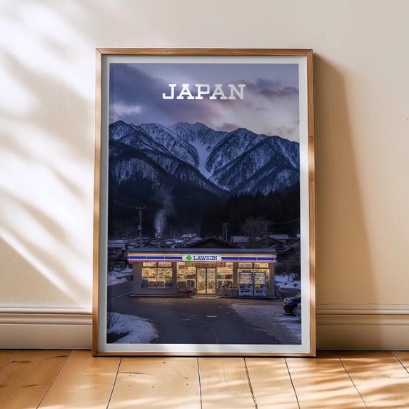 Japan Travel Poster, Lawson Store Mountain Scene, Japan Photography ...