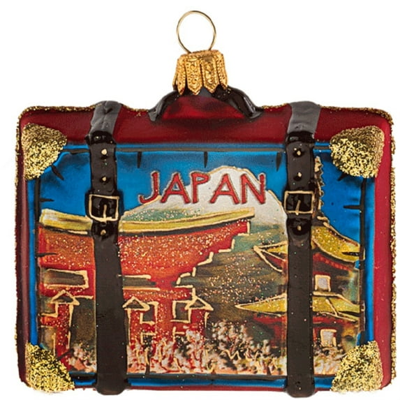 Japan Travel Suitcase Polish Blown Glass Christmas Ornament Tree ONE Decoration