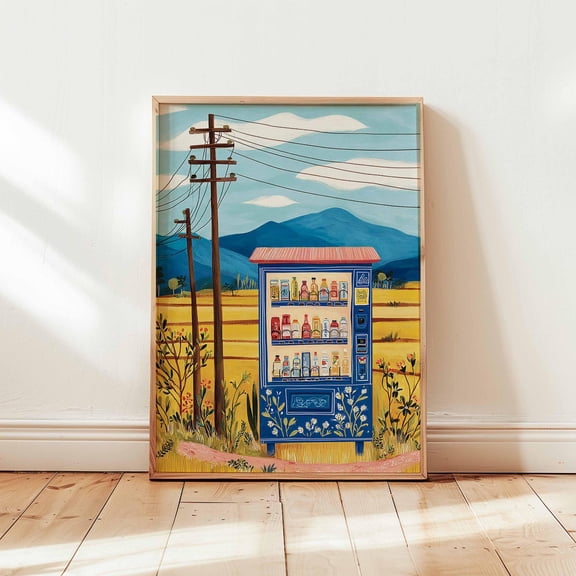 Japan Vending Machine Poster, Retro Colorful Urban Art