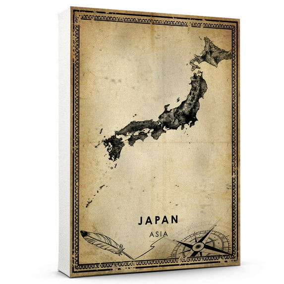 Japan Vintage Map Prints Canvas, Japan road Map Art Canvas, Canvas, ,Modern Wall Art, Street Map Artwork