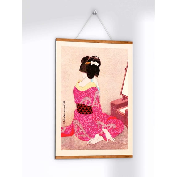 Japan Vintage Woman In Red Shibori Kimono Traditional Japanese Picture ...