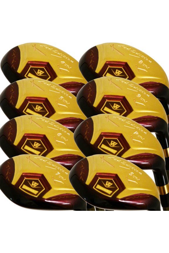 Japan WaZaki Hybrid Utility Iron Set USGA R A Rules Golf Club,14K Gold Finish,4-SW,with Covers,Cyclone Model,Mens Regular Flex,55g Graphite Shaft,Plus Length,Pack of 16