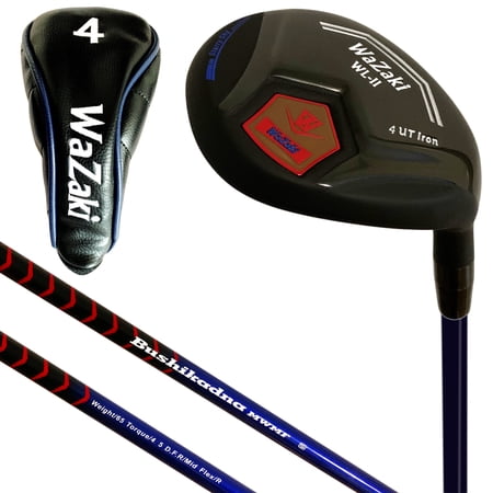 Japan WaZaki Single Hybrid Iron USGA R A Rules Golf Club with Cover,WLIIs Model,Whole Black Oil Finish,Sand Wedge, 46 Degree,Men's Regular Flex,65g Graphite Shaft,Plus Half Inch Length