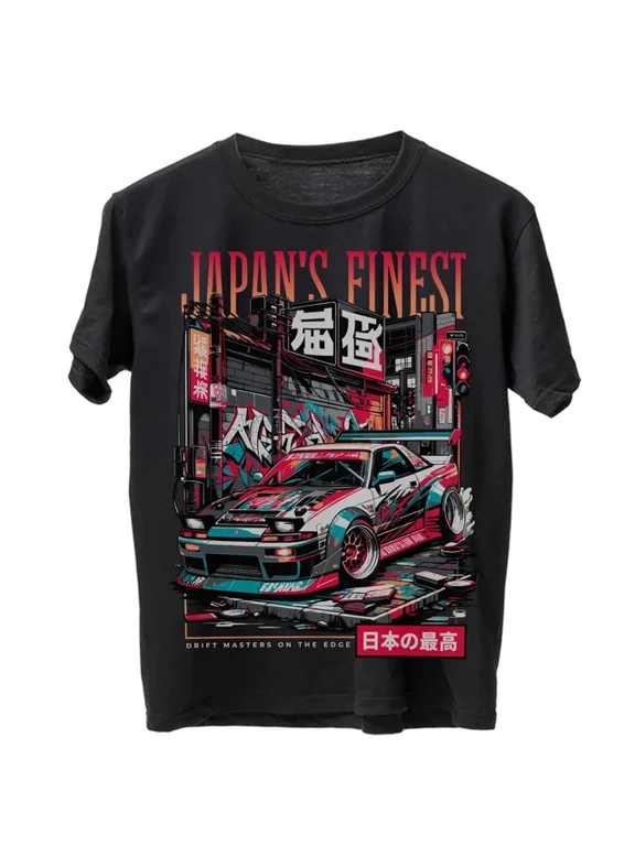Japan�s Finest JDM Car T-Shirt Drift Masters Streetwear Tee Japan Racing Graphic