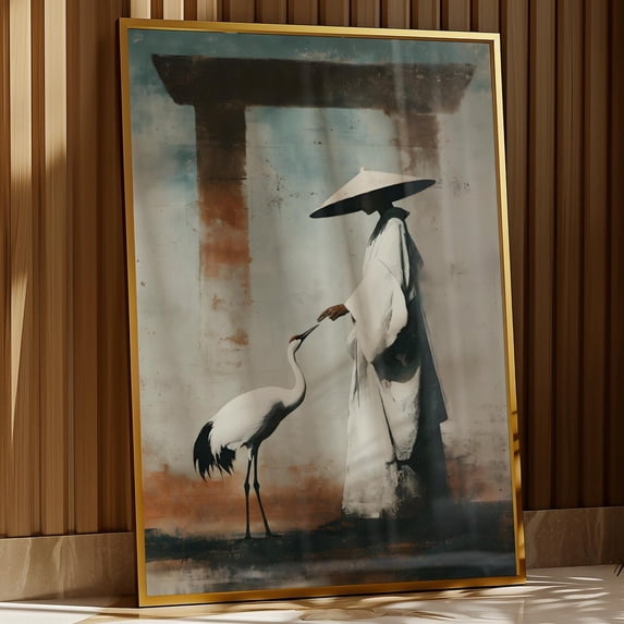 Japandi Abstract Poster, Wabi Sabi, Minimalist Bird for Decorative ...